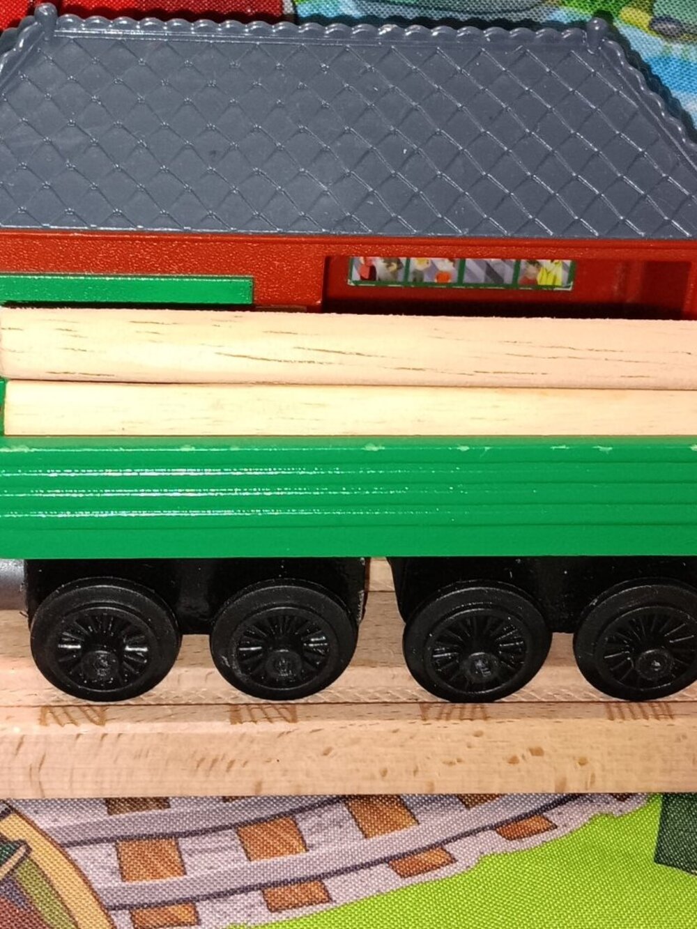 Thomas Wooden Railway Train Track Henry's Log Car Open End Flat Magnet Logs